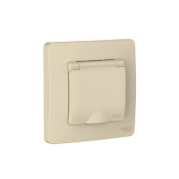 Розетка Systeme Electric Blanca С/У IP44 с заземлением со шторками, с крышкой, 16А, 250В, БЕЖЕВЫЙ BLNRS441117