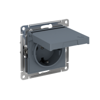 Розетка Systeme Electric AtlasDesign с заземлением со шторками с крышкой,16А,IP20, мех.,быстрозажим. клем., ГРИФЕЛЬ ATN000746S
