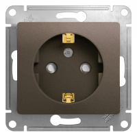 Розетка с заземлением со шторками 16А механизм Systeme Electric Glossa, шоколад GSL000845