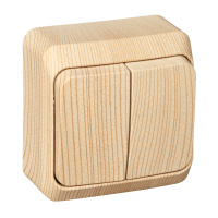 Выключатель 2-клавишный с подсветкой Systeme Electric Etude, сосна BA10-006D