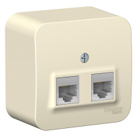 Розетка двойная компьютерная RJ45 с изолирующей пластиной Systeme Electric Blanca, Молочный, BLNIA045452