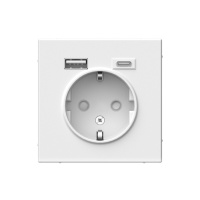 Розетка 16А с заземлением и шторками с 2 USB A+Type-C Systeme Electric ArtGallery, лотос  GAL001332