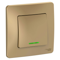 Одноклавишный переключатель скрытой установки с подсветкой 10А 250В (cх.6) Systeme Electric Blanca BLNVS010614, Титан