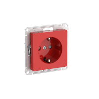 Розетка Systeme Electric AtlasDesign с заземлением со шторками, 16А, механизм, быстрозажим. клем., КРАСНЫЙ ATN002045S