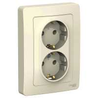 Розетка скрытой установки двойная с заземляющим контактом без шторок 16A 250В Systeme Electric Blanca BLNRS001022, Молочный
