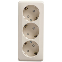 Розетка тройная с заземлением со шторками 16А Systeme Electric Etude, кремовый PA16-012K