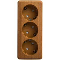 Розетка тройная с заземлением со шторками 16А Systeme Electric Etude, бук PA16-012T