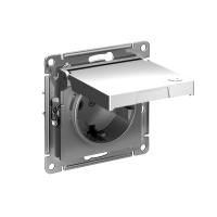 Розетка Systeme Electric AtlasDesign с заземлением со шторками с крышкой,16А,IP20, мех.,быстрозажим. клем., СТАЛЬ ATN000946S