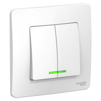 Двухклавишный выключатель скрытой установки с подсветкой 10А 250В Systeme Electric Blanca BLNVS010511, БЕЛЫЙ