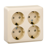 Розетка четырехместная с заземлением со шторками 16А Systeme Electric Etude, кремовый PA16-208K