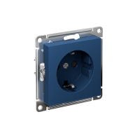 Розетка Systeme Electric AtlasDesign с заземлением со шторками, 16А, механизм, быстрозажим. клем., АКВАМАРИН ATN001145S