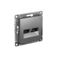 Розетка двойная Systeme Electric AtlasDesign компьютерная RJ45+RJ45 кат. 6А, механизм, СТАЛЬ ATN000988