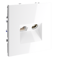 Розетка телевизионная TV+RJ45 кат. 6 Voltum S70 пластик белая глянцевая (VLS060701)