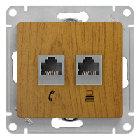 Розетка двойная RJ11+RJ45 Systeme Electric Glossa, дерево дуб GSL000585