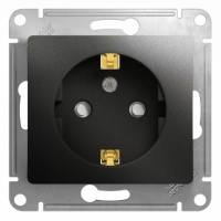 Розетка с заземлением со шторками 16А Systeme Electric Glossa, антрацит GSL000745