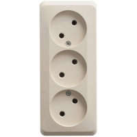 Розетка тройная без заземления 16А Systeme Electric Etude, кремовый PA16-009K