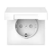 Розетка с заземлением со шторками с крышкой с быстрозажим. клем, 16А, IP20 Systeme Electric ArtGallery, белый GAL000146S