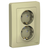 Розетка скрытой установки двойная с заземляющим контактом и шторками 16A 250В Systeme Electric Blanca BLNRS001127, Бежевый