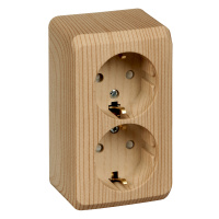 Розетка двойная с заземлением со шторками 16А Systeme Electric Etude, сосна PA16-008D