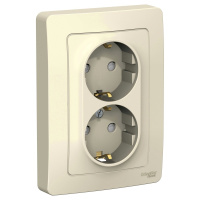 Розетка скрытой установки двойная с заземляющим контактом и шторками 16A 250В Systeme Electric Blanca BLNRS001122, Молочный