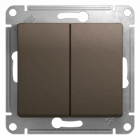 Переключатель 2-клавишный схема 6/2 10AX Systeme Electric Glossa, шоколад GSL000865