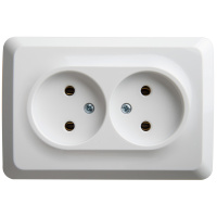 Розетка двойная угловая без заземления 16А Systeme Electric Etude, БЕЛЫЙ PA16-105B