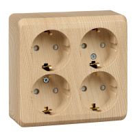 Розетка четырехместная с заземлением со шторками 16А Systeme Electric Etude, сосна PA16-208D