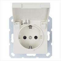 Розетка SCHUKO© с крышкой и защитными шторками 16A 250V~ 2P+T, цвет слоновая кость Jasmart G5505V