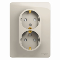Розетка двойная Systeme Electric Glossa с заземлением со шторками, 16А, в сборе, МОЛОЧНЫЙ GSL000926