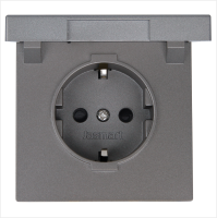Розетка SCHUKO© с крышкой и защитными шторками 16A 250V~ 2P+T, цвет Никель Jasmart FD5505NI