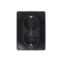 Розетка двойная с заземлением 16А Systeme Electric Glossa, антрацит GSL000724