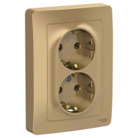 Розетка скрытой установки двойная с заземляющим контактом без шторок 16A 250В Systeme Electric Blanca BLNRS001024, Титан