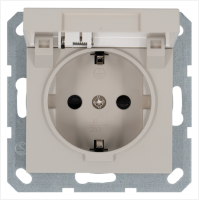 Розетка SCHUKO© с крышкой и защитными шторками 16A 250V~ 2P+T, цвет Тауп Jasmart G5505T
