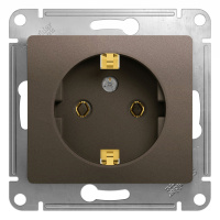 Розетка с заземлением механизм Systeme Electric Glossa, шоколад GSL000843