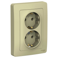 Розетка скрытой установки двойная с заземляющим контактом без шторок 16A 250В Systeme Electric Blanca BLNRS001027, Бежевый