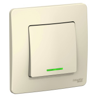 Одноклавишный выключатель скрытой установки с подсветкой 10А 250В (cх.1) Systeme Electric Blanca BLNVS010112, Молочный