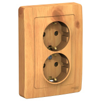 Розетка скрытой установки двойная с заземляющим контактом без шторок 16A 250В Systeme Electric Blanca BLNRS001025, Ясень