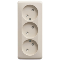 Розетка тройная без заземления со шторками 16А Systeme Electric Etude, кремовый PA16-010K