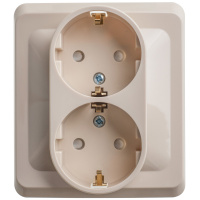 Розетка двойная с заземлением со шторками 16А Systeme Electric Etude, кремовый PC16-008K