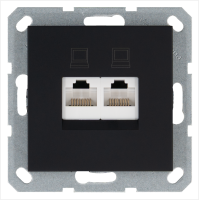 Интернет-розетка RJ45 двойная с накладкой 6 категория, цвет антрацит Jasmart G6108B