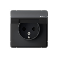 Розетка с заземлением со шторкой и крышкой, 16А, IP44 Systeme Electric ArtGallery, карбон GAL441046