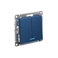 Выключатель 2-клавишный Systeme Electric AtlasDesign с подсветкой, сх.5а, 10АХ, мех., быстрозажим. клем., АКВАМАРИН ATN001153S