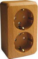 Розетка двойная с заземлением со шторками 16А Systeme Electric Etude, бук PA16-008T