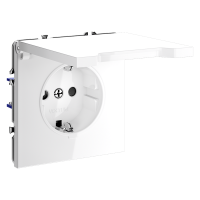 Розетка с заземлением с защитными шторками с крышкой Voltum S70 пластик белая глянцевая 16А (VLS040301)