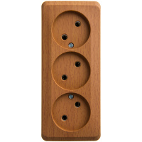 Розетка тройная без заземления 16А Systeme Electric Etude, бук PA16-009T