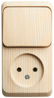 Блок: розетка без заземления со шторками, выключатель 1-клавишный Systeme Electric Etude, сосна BPA16-204D