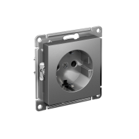 Розетка Systeme Electric AtlasDesign с заземлением без шторок, 16А, мех., быстрозажим. клем., СТАЛЬ ATN000943S