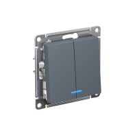 Выключатель 2-клавишный Systeme Electric AtlasDesign с подсветкой, сх.5а, 10АХ, мех., быстрозажим. клем., ГРИФЕЛЬ ATN000753S