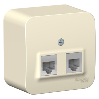 Розетка двойная компьютерная + телефонная с изолирующей пластиной Systeme Electric Blanca, Молочный, BLNIA045112