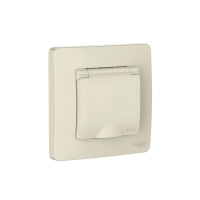 Розетка Systeme Electric Blanca С/У IP44 с заземлением со шторками, с крышкой, 16А, 250В, МОЛОЧНЫЙ BLNRS441112